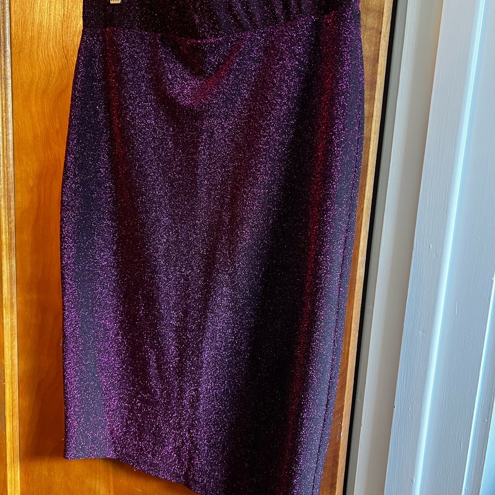 Metallic Skirt/Strapless Mini Dress